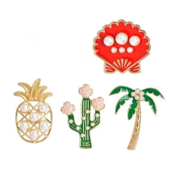 [Boutique] Red Shell Enamel Pearl Pin - Picture 4 of 4